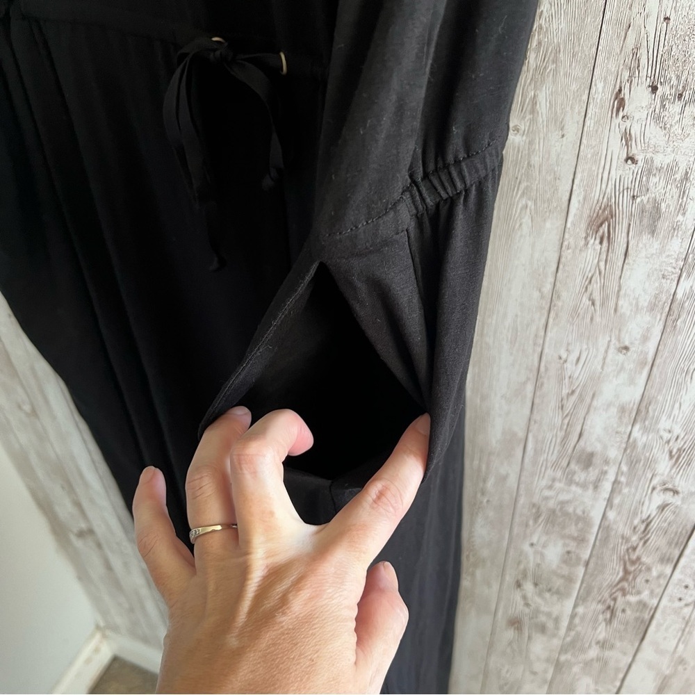 Eileen Fisher Black Tencel Jersey Jumpsuit Drawstring Waist New 2X - Picture 3 of 6